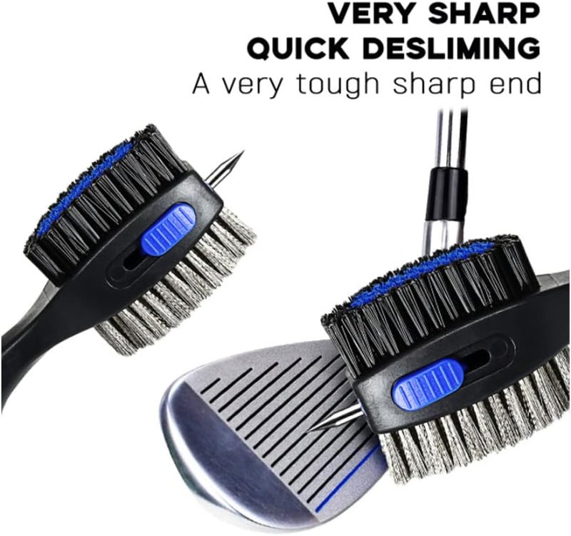 Lesunsul Golf Club Brushes, Golf Cleaning Tool, with Retractable Cleaning Nails, Nylon and Wire Bristles Oversize Double Brush Head with 2ft Retractable Zip-line Metal Buckle - Image 5